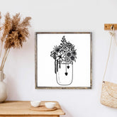 Flower Jar Wood Sign